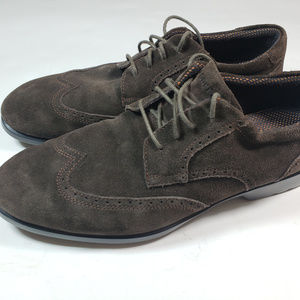 Rockport Men's Wing Tip Chocolate Suede Oxford 10